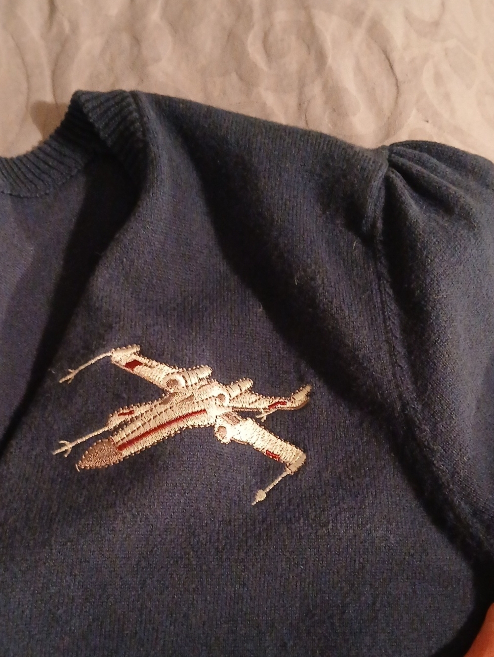 STAR WARS  Her Universe Navy X-Wing Embroidered Cardigan Sweater Size S/M - Picture 10 of 14